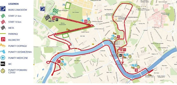 Półmaraton Marzanny - mapa