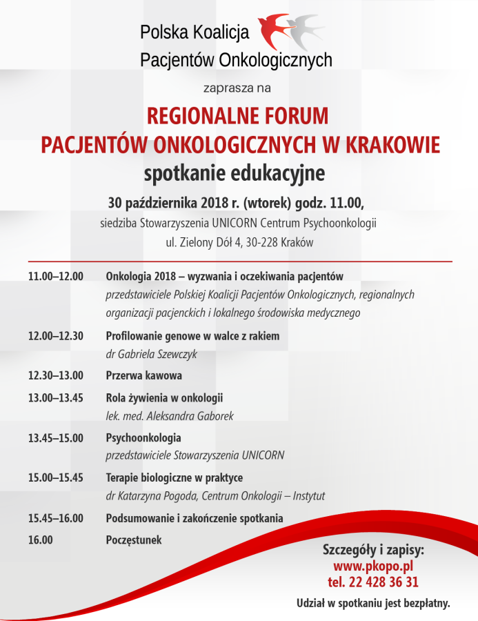 Regionalne Forum Pacjentów Onkologicznych - plakat