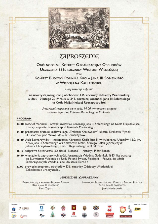 program obchodów rocznicy koronacji Jana III Sobieskiego