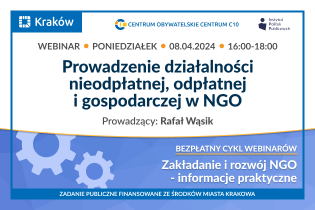 Prowadzenie działalności nieodpłatnej, odpłatnej i gospodarczej w NGO. Fot. Centrum Obywatelskie Centrum C 10 w Krakowie
