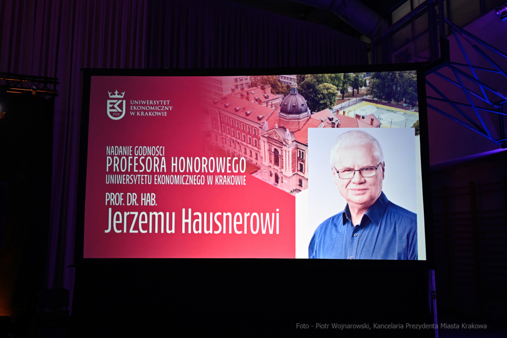Hausner, UEK, nadanie, tytuł, profesor, profesora, Jerzy, Majchrowski, 2022, grudzień  Autor: P. Wojnarowski