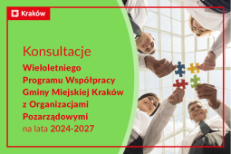 Logo: Konsultacje społeczne projektu Wieloletniego Programu Współpracy Gminy Miejskiej Kraków z Organizacjami Pozarządowymi na lata 2024-2027
