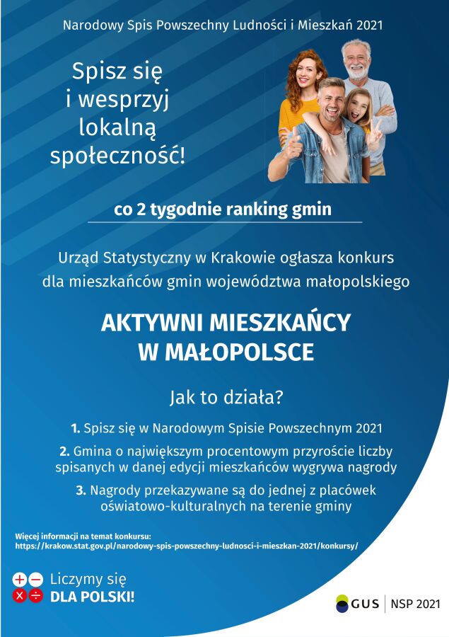 „Aktywni mieszkańcy w Małopolsce” - konkurs dla uczestników spisu powszechnego