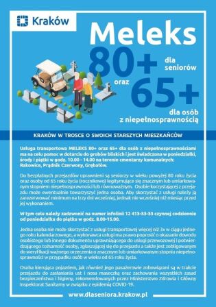 MELEKS 80+ dla seniorów i 65+ dla osób z niepełnosprawnością plakat meleks dal seniora oraz dla osób z niepełnosprawnością