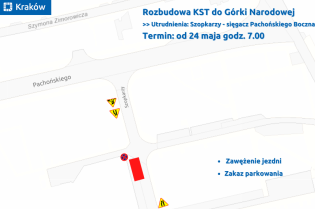 Budowa KST do Górki Narodowej: zwężenie na ul. Szopkarzy