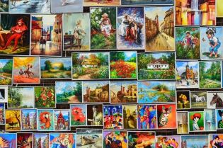 Nabór wniosków w Programie pn. Otwarta Kultura Grafika przedstawia wiele kolorowych obrazów, ułożonych jeden obok drugiego.