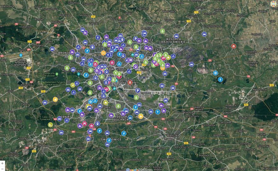 Mapa inwestycji Krakowa