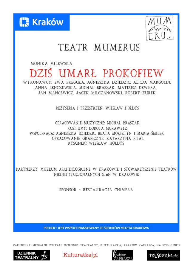 Dziś umarł Prokofiew - Teatr Mumerus plakat