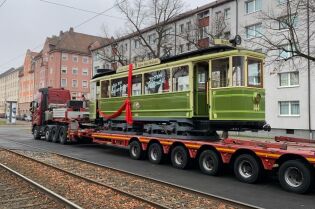 Zabytkowy Zeppelin - tramwaj z Norymbergi remontowany przez MPK. Fot. Miejskie Przedsiębiorstwo Komunikacyjne w Krakowie