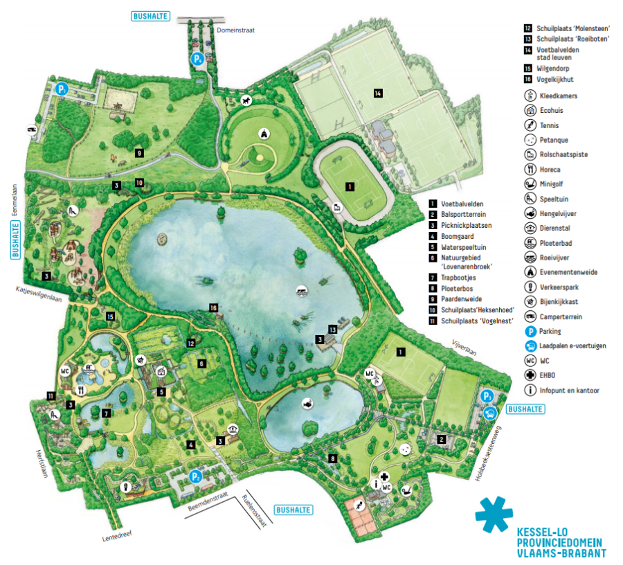 poglądowa mapka parku Kessel-Lo w Leuven