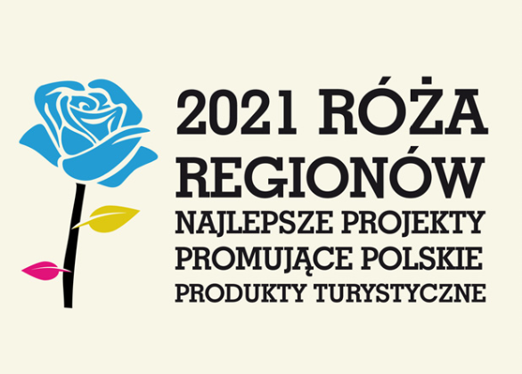 Logotyp Konkursu Róża Regionów 2021 - symboliczny rysunek róży i napis