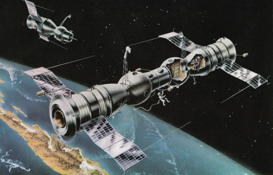 Sojuz 6, Sojuz 7, Sojuz 8. Model stacji kosmicznej ZSRR / Rosji