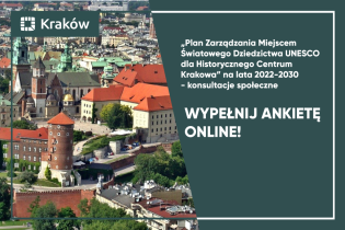 Obrazek wyróżniający, przedstawiający Stare Miasto z góry - ujecie z drona na Wawel. - konsultacje UNESCO - ankieta.png