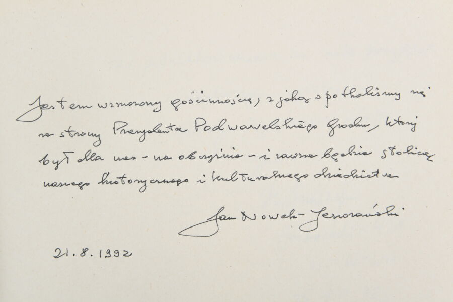 Podpis Jana Nowaka-Jeziorańskiego w Księdze Pamiątkowej miasta Krakowa
