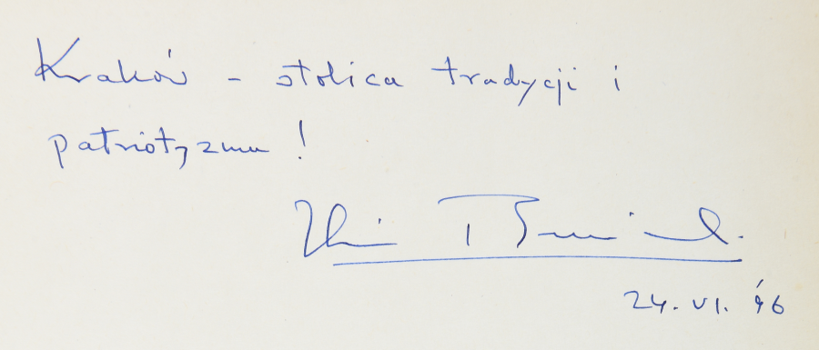 Podpis Zbigniewa Brzezińskiego w Księdze Pamiątkowej Krakowa