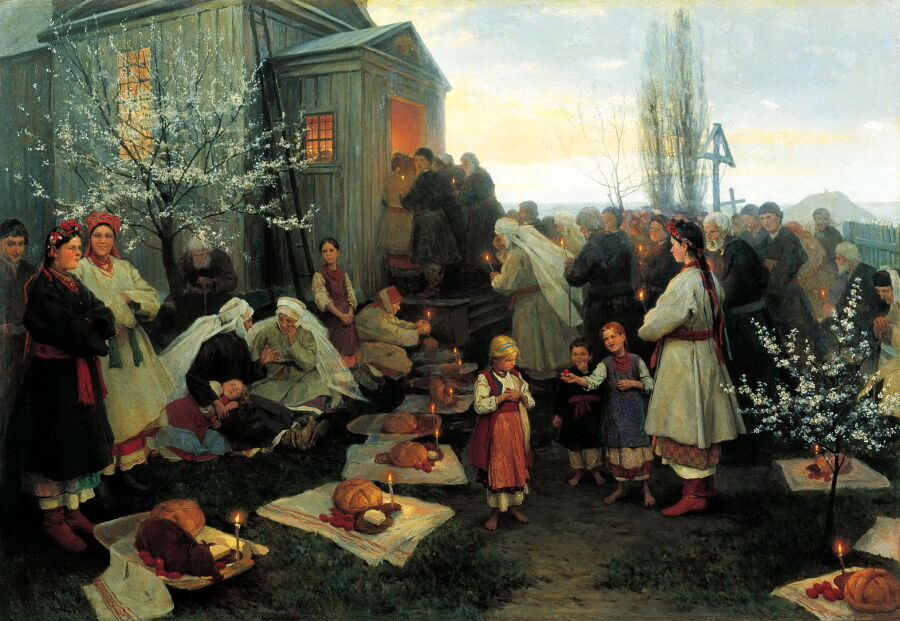 Mykoła Pymonenko, „Jutrznia paschalna”, 1891 / Микола Пимоненко, »Великодня утреня«, 1891