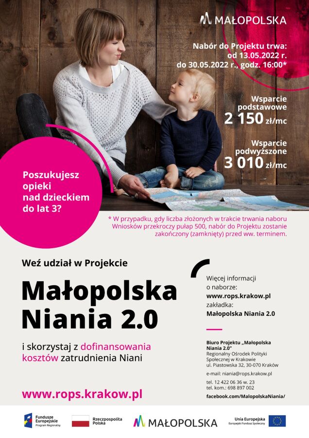 Nabór do projektu „Małopolska niania 2.0” PL