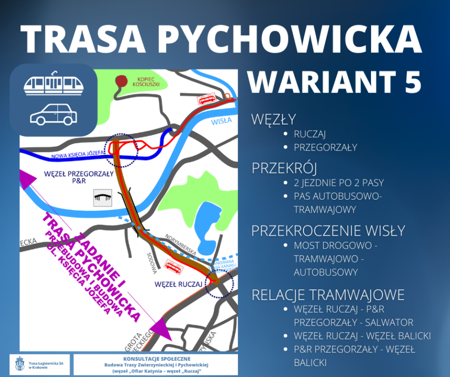 Trasa Pychowicka - plan przebiegu wariantu 5