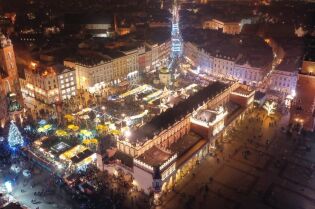 Rynek Główny święta, dron. Fot. Kraków Heritage/Łukasz Cioch