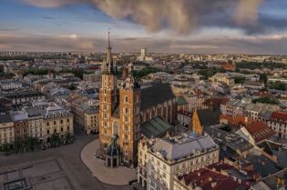 Kraków, Rynek Główny, dron, panorama. Fot. Ela Marchewka