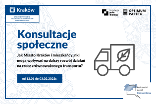 Konsultacje społeczne - Jak Miasto Kraków i mieszkańcy_nki mogą wpływać na dalszy rozwój działań na rzecz zrównoważonego transportu? 
od 12.01 do 3.02.2023 r.. Fot. Obywatelski Kraków