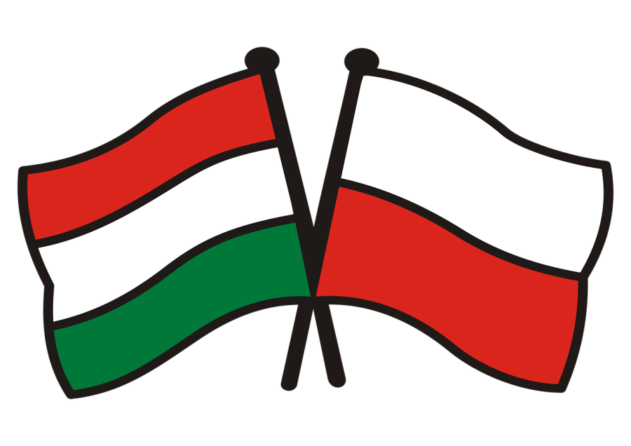Flagi Węgier i Polski