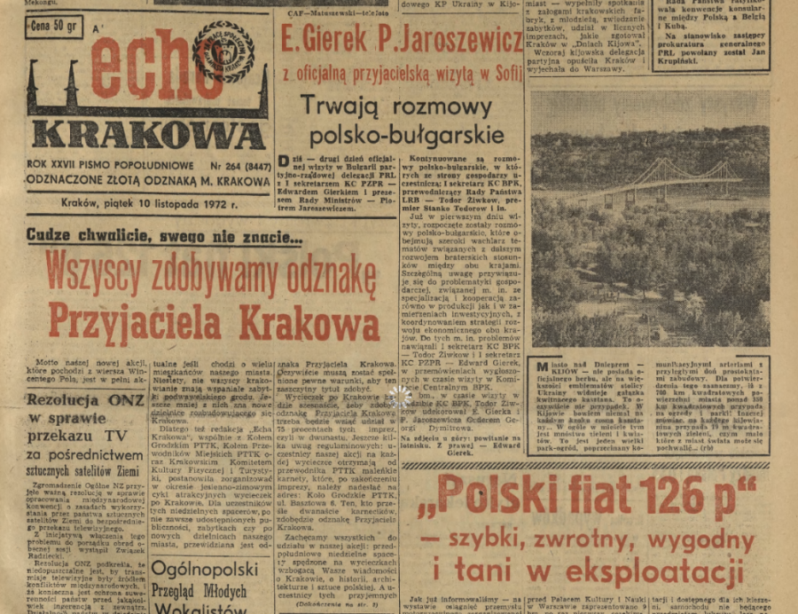 Echo Krakowa 1972 skan artykułu o PTTK