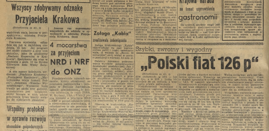 Echo Krakowa 1972 skan artykułu o PTTK