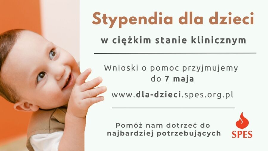 Grafika przedstawia zaproszenie do programu stypendialnego stowarzyszenia SPES