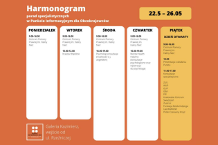 Harmonogram usług specjalistycznych w PIO 22.05 - 26.05