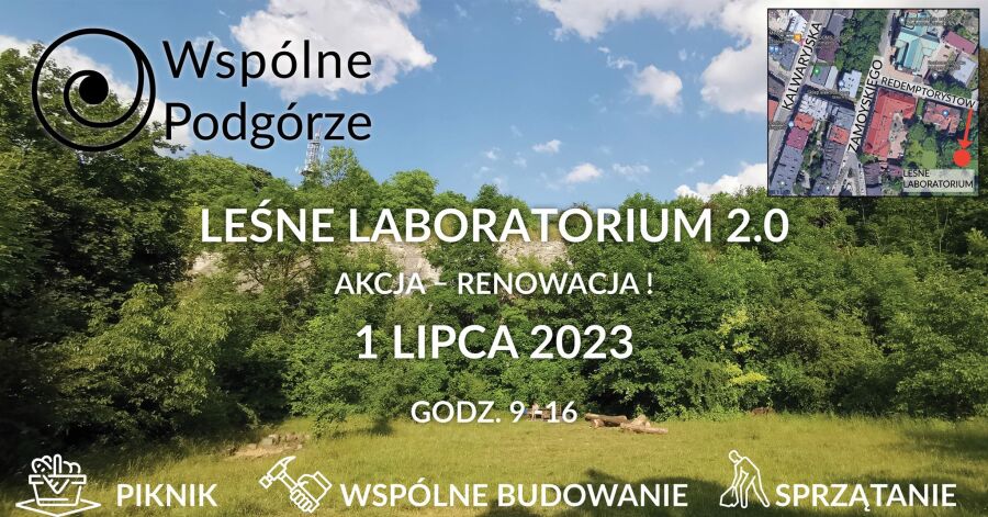 W sobotę, 1 lipca w godz. 9.00 – 16.00 trwać będzie Akcja Renowacja czyli odnawianie Leśnego Laboratorium Zabaw na Polanie Redemptorystów. 