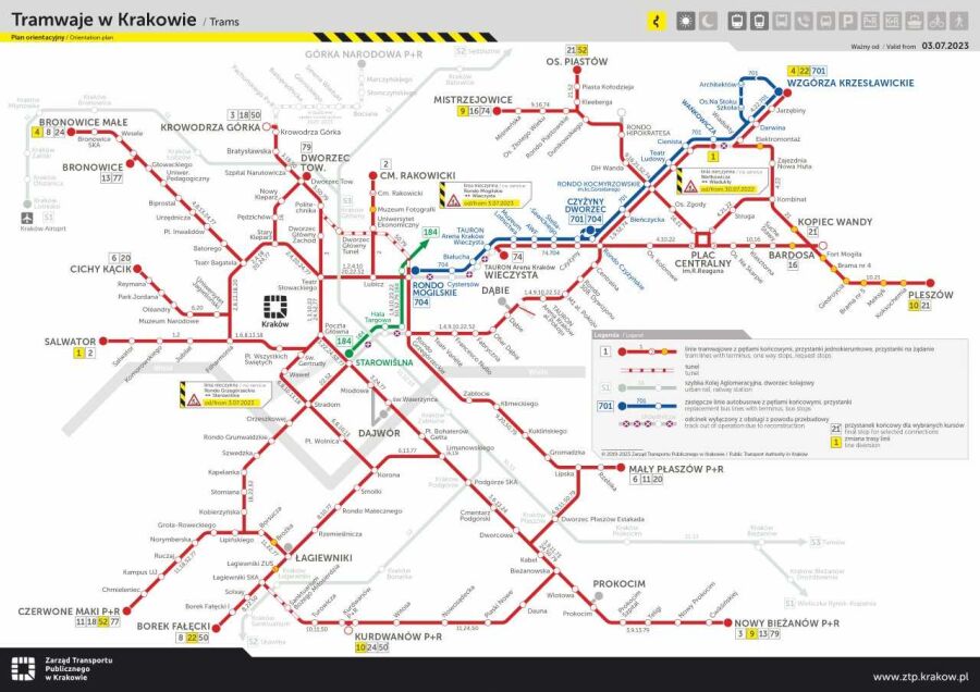 tramwaje, mogilska, grzegórzecka, zmiany od 3 lipca