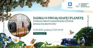 Zaproszenie na wymianę ubrań w Krakowskim Centrum Edukacji Klimatycznej