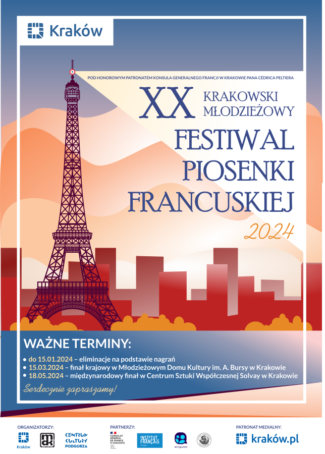 Krakowski Młodziezowy Festiwal Piosenki Francuskiej plakat