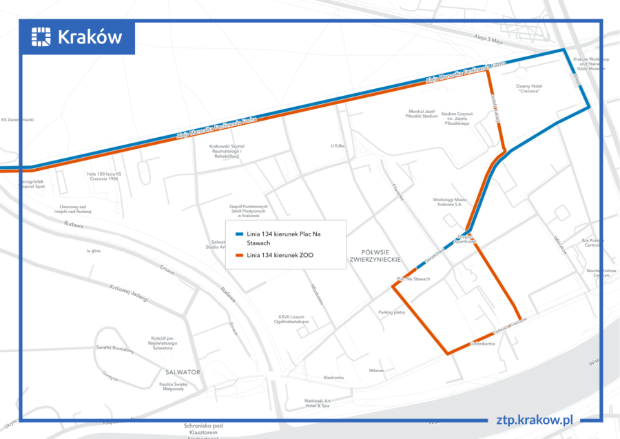 Wydłużenie linii 134 do Placu Na Stawach