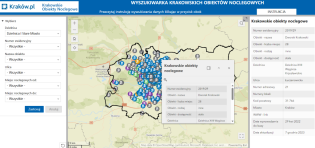 Wyszukiwarka na mapie Krakowskich Obiektów Noclegowych. Fot. MSIP Kraków