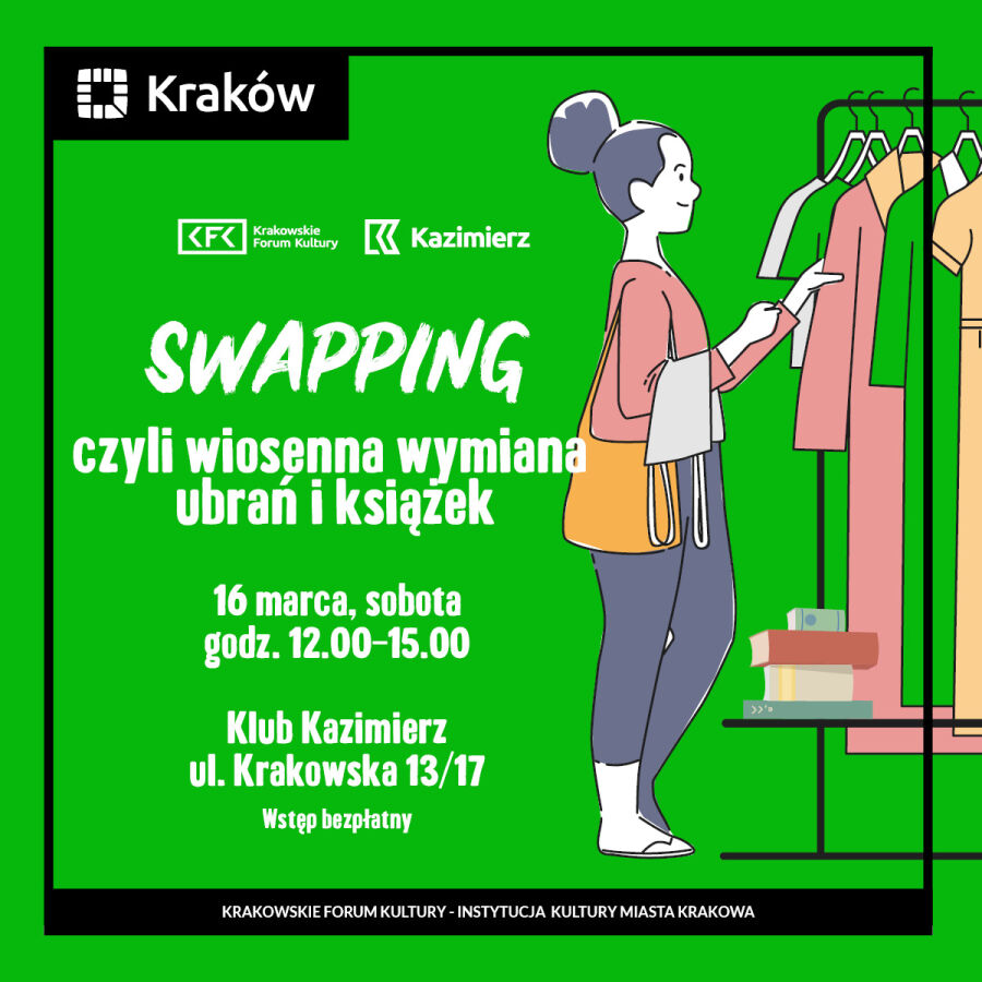 Zaproszenie na wiosenny swapping w Klubie Kazimierz - wymianę ubrań i książek w Klubie Kazimierz 16 marca 