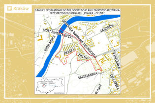 Granice projektu miejscowego planu zagospodarowania przestrzennego obszaru Praska - Zielna