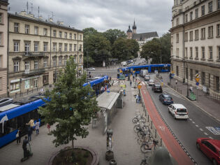 Przystanek tramwajowy przy Poczcie Głównej. Fot. Zarząd Transportu Publicznego w Krakowie