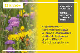 Logo: Konsultacje społeczne dotyczące projektu uchwały Rady Miasta Krakowa w sprawie ustanowienia użytku ekologicznego „Łąki na Klinach”