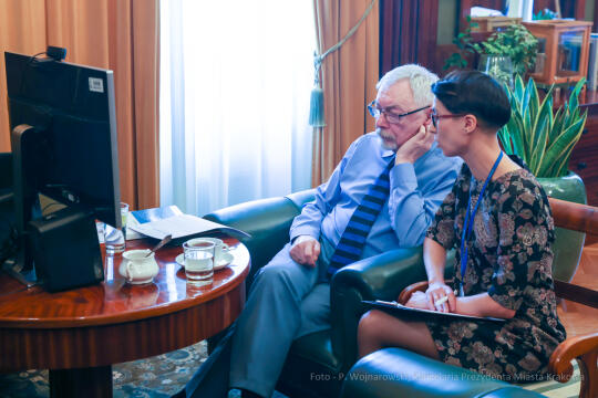 bs_220713_5851.jpg-Spotkanie online Prezydenta Miasta Krakowa, Mer Kijowa,  Witalij Kłyczko