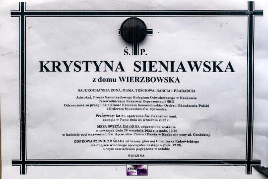 pogrzeb, Sieniawska, Krystyna, kondukt, rodzina, mąż, Fidelus, Dziwisz, Majchrowski, uroczystości