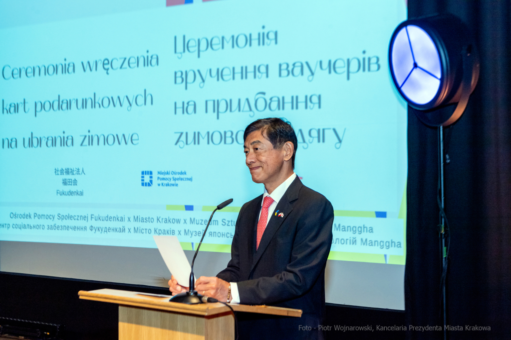 Manggha, Kulig, uchodźcy, bony, Ukraina, Fukudenkai, Akio, Miyajima, ambasador, Japonia, Japonii, o  Autor: P. Wojnarowski