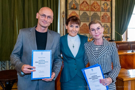 nauczyciele, nagroda, prezydenta, Korfel-Jasińska, wręczenie, nagrody, nauczyciele, Urząd Miasta 