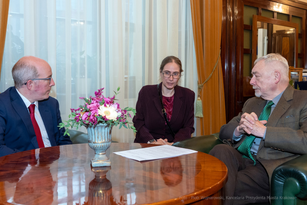 Patrick, Haughey, ambasador, Irlandia, Majchrowski, wizyta , Kraków, spotkanie, 2022, październik  Autor: P. Wojnarowski