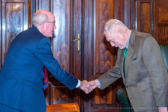 Patrick, Haughey, ambasador, Irlandia, Majchrowski, wizyta , Kraków, spotkanie, 2022, październik