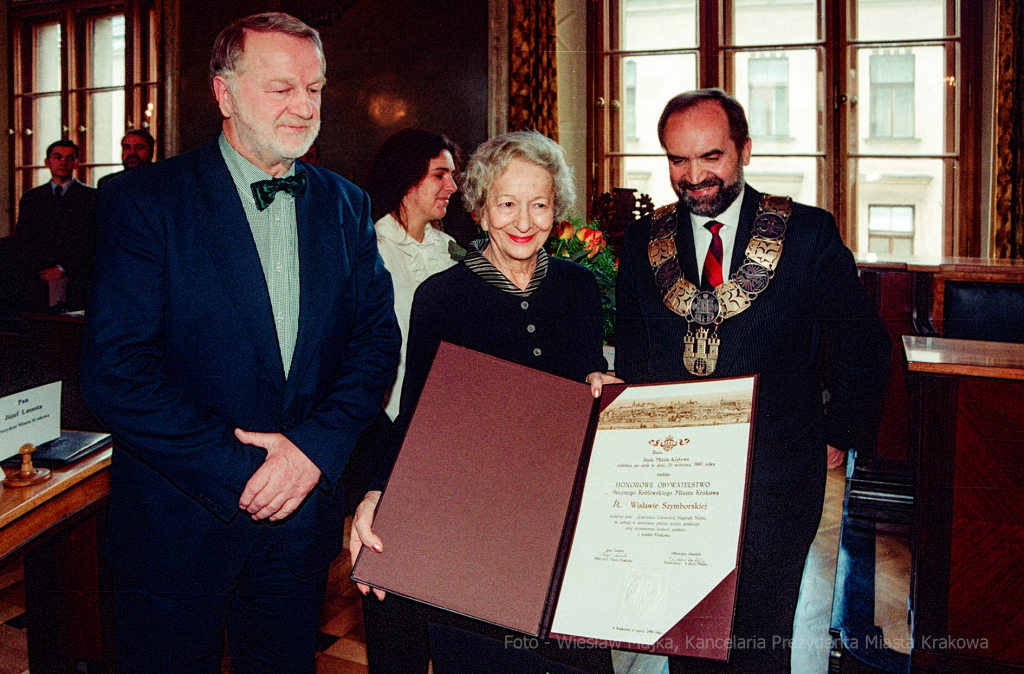 Szymborska, Wisława, poetka, rocznica, honorowe, obywatelstwo, Krakowa, Lassota  Autor: W. Majka