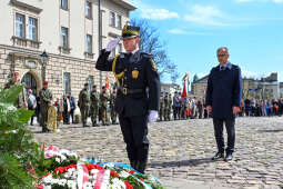 uroczystość, Katyń, krzyż, katyński, kościół, wojsko, poczty, wojewoda, składanie, kwiatów