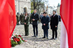 uroczystość, Katyń, krzyż, katyński, kościół, wojsko, poczty, wojewoda, składanie, kwiatów