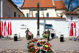 uroczystość, Katyń, krzyż, katyński, kościół, wojsko, poczty, wojewoda, składanie, kwiatów